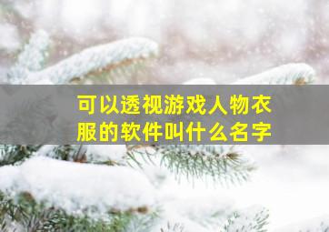 可以透视游戏人物衣服的软件叫什么名字