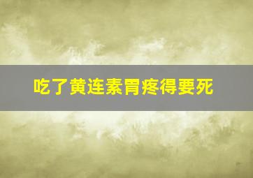 吃了黄连素胃疼得要死