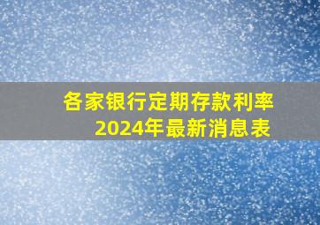 各家银行定期存款利率2024年最新消息表