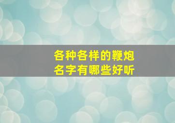 各种各样的鞭炮名字有哪些好听