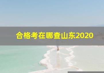 合格考在哪查山东2020