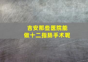 吉安那些医院能做十二指肠手术呢