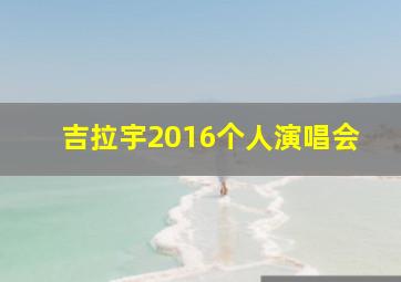 吉拉宇2016个人演唱会