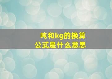 吨和kg的换算公式是什么意思