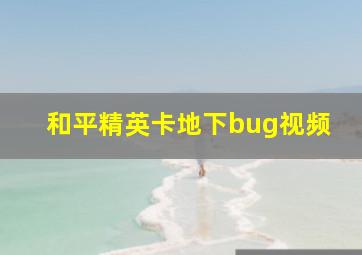 和平精英卡地下bug视频