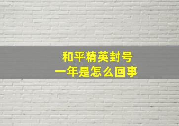 和平精英封号一年是怎么回事