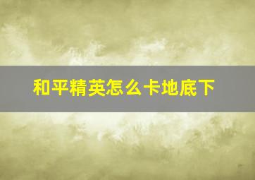 和平精英怎么卡地底下