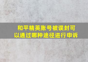 和平精英账号被误封可以通过哪种途径进行申诉