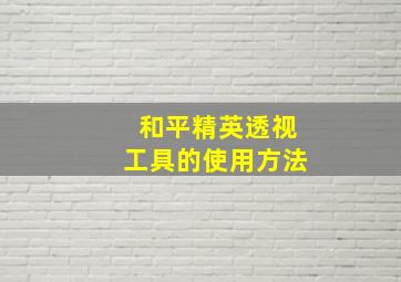 和平精英透视工具的使用方法