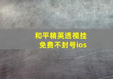 和平精英透视挂免费不封号ios