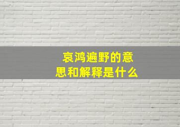 哀鸿遍野的意思和解释是什么