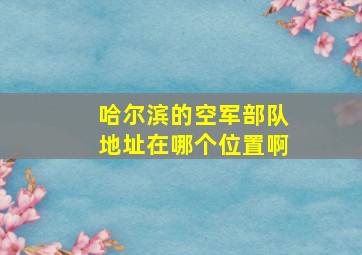 哈尔滨的空军部队地址在哪个位置啊