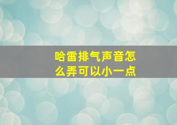 哈雷排气声音怎么弄可以小一点