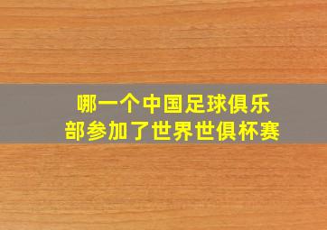 哪一个中国足球俱乐部参加了世界世俱杯赛