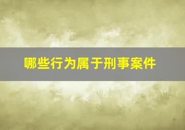 哪些行为属于刑事案件