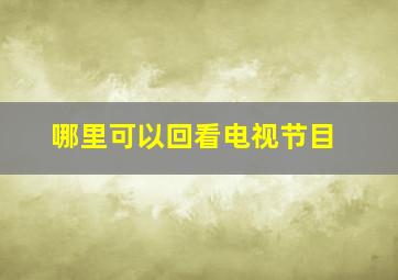 哪里可以回看电视节目