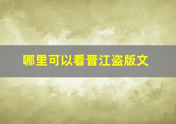 哪里可以看晋江盗版文