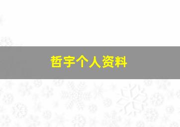 哲宇个人资料