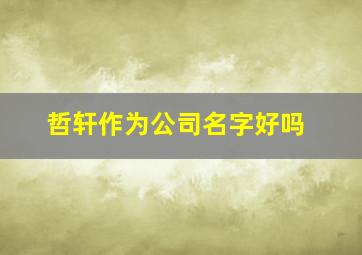 哲轩作为公司名字好吗