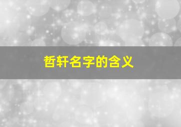 哲轩名字的含义