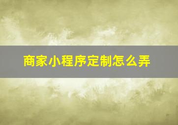 商家小程序定制怎么弄