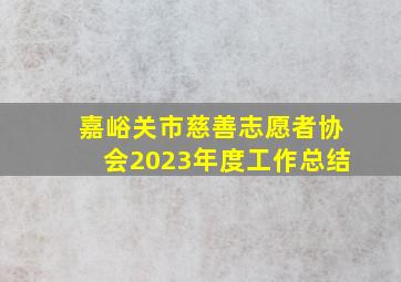 嘉峪关市慈善志愿者协会2023年度工作总结