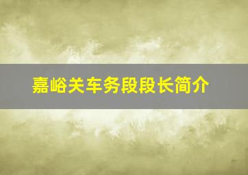 嘉峪关车务段段长简介