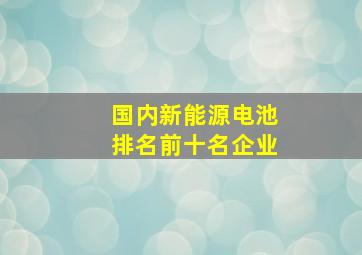 国内新能源电池排名前十名企业