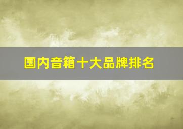 国内音箱十大品牌排名