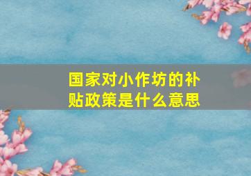 国家对小作坊的补贴政策是什么意思