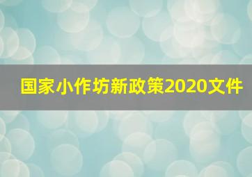 国家小作坊新政策2020文件