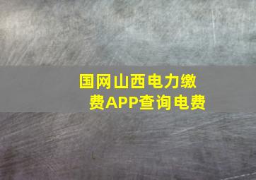 国网山西电力缴费APP查询电费