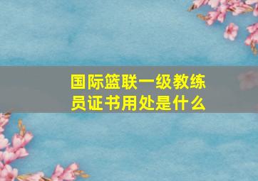 国际篮联一级教练员证书用处是什么