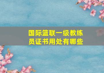 国际篮联一级教练员证书用处有哪些