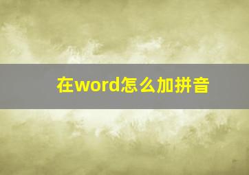 在word怎么加拼音