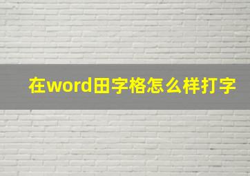 在word田字格怎么样打字