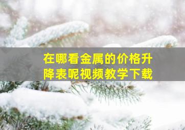 在哪看金属的价格升降表呢视频教学下载