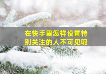 在快手里怎样设置特别关注的人不可见呢