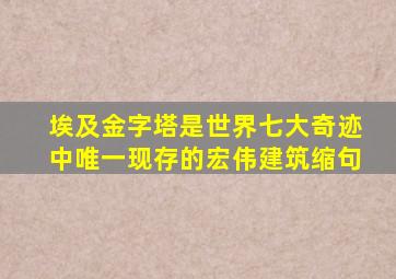 埃及金字塔是世界七大奇迹中唯一现存的宏伟建筑缩句