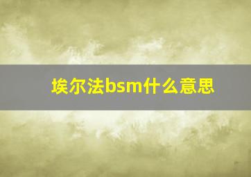 埃尔法bsm什么意思