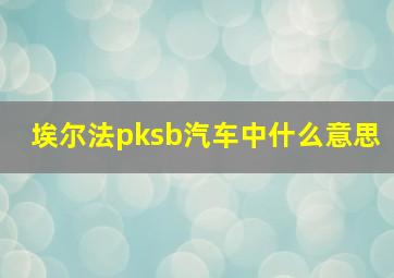 埃尔法pksb汽车中什么意思