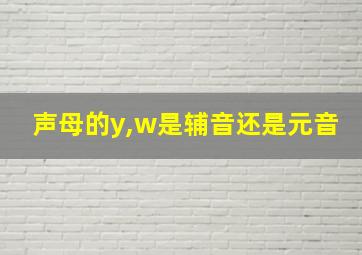 声母的y,w是辅音还是元音