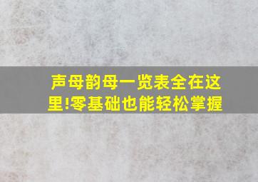 声母韵母一览表全在这里!零基础也能轻松掌握