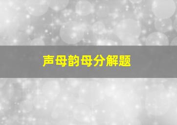 声母韵母分解题