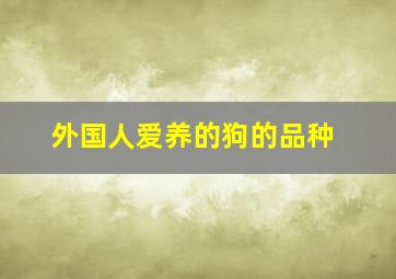 外国人爱养的狗的品种