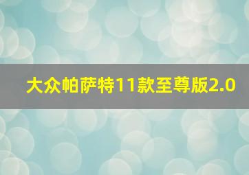 大众帕萨特11款至尊版2.0