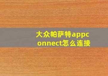 大众帕萨特appconnect怎么连接