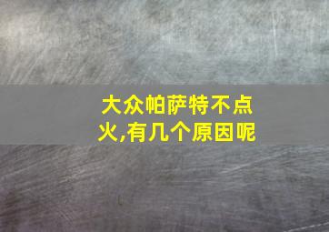 大众帕萨特不点火,有几个原因呢