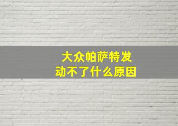 大众帕萨特发动不了什么原因