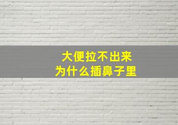 大便拉不出来为什么插鼻子里